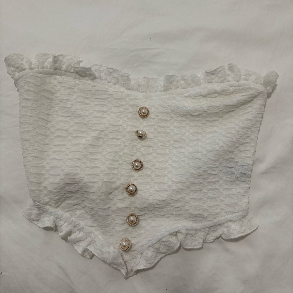 SHEIN Elegant White Ruffled Blouse